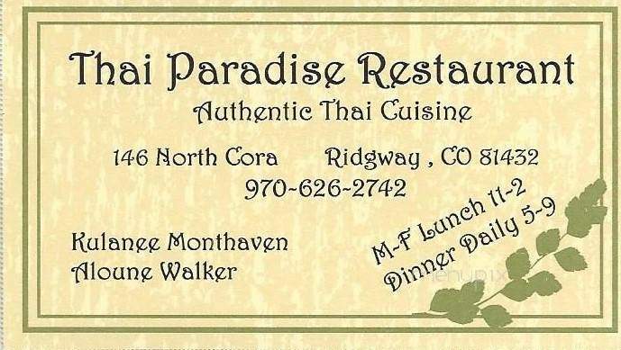 Thai Paradise - Ridgway, CO