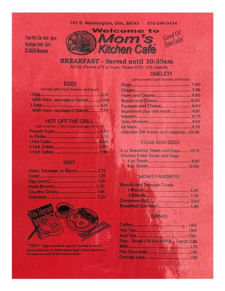 Mom's Kitchen Cafe' - Otis, CO