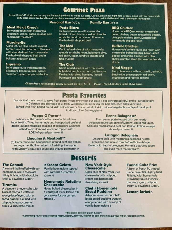 Greco's Pastaria - Frisco, CO